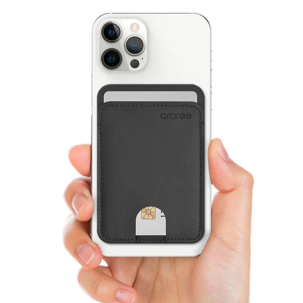 Araree Stick Pocket Genuine Leather Universal Card Holder - Black - Tashqila Araree Stick Pocket Genuine Leather Universal Card Holder - Black - Tashqila